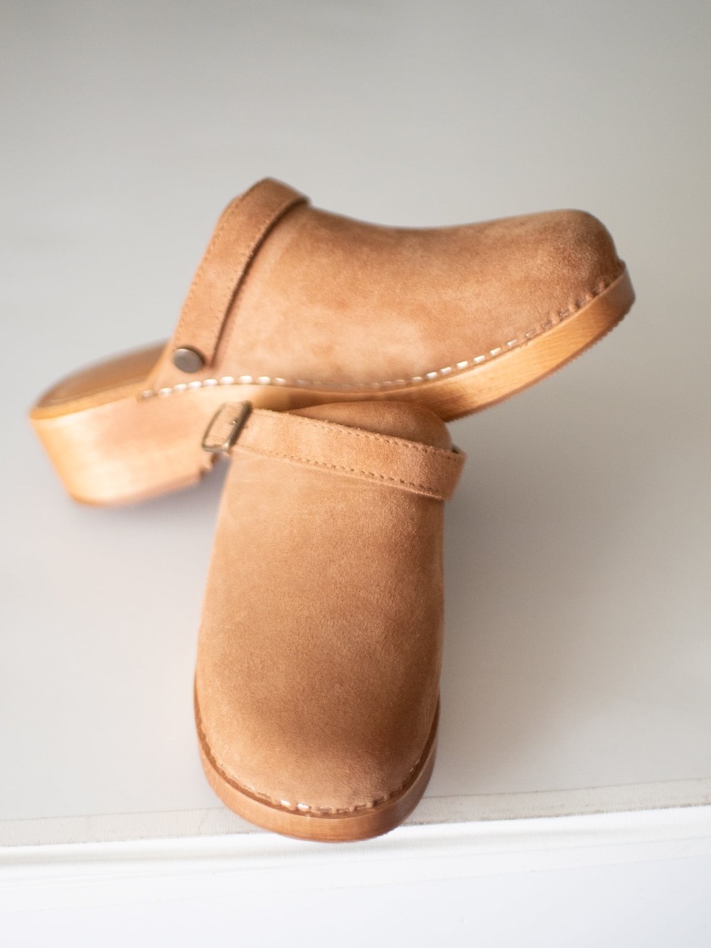Re/Done Tan Suede Clog Mules